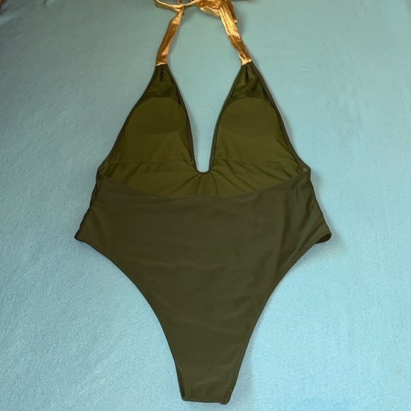 MERMAID SWIMWEAR deep V halter style low back high cut hips NEW size 2X - Picture 3 of 8